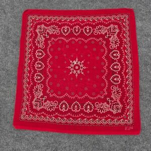 Vintage Fast Color Red Cotton Bandana Paisley Floral RN 23733 Made in USA Scarf